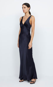 Moon Dance Verona Maxi Silk Bridesmaid Prom Dress in Navy Blue by Bec + Bridge