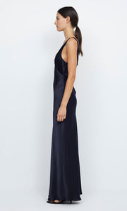 Moon Dance Verona Maxi Silk Bridesmaid Prom Dress in Navy Blue by Bec + Bridge