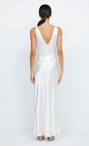 Moon Dance V Neck Verona Silk Maxi Dress in Ivory White by Bec + Bridge