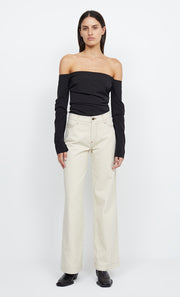 ZELIE OFF SHOULDER TOP - BLACK