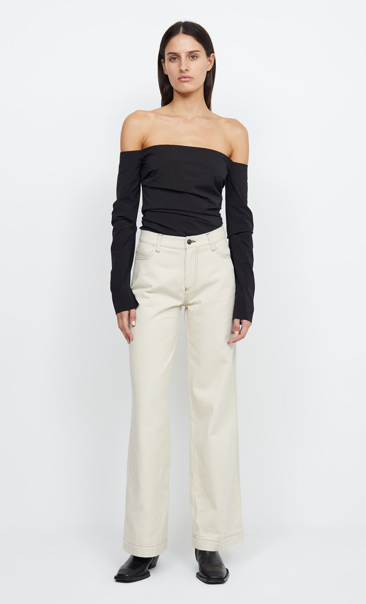 ZELIE OFF SHOULDER TOP - BLACK