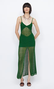 BREEZE BACKLESS KNIT MAXI DRESS - PINE GREEN