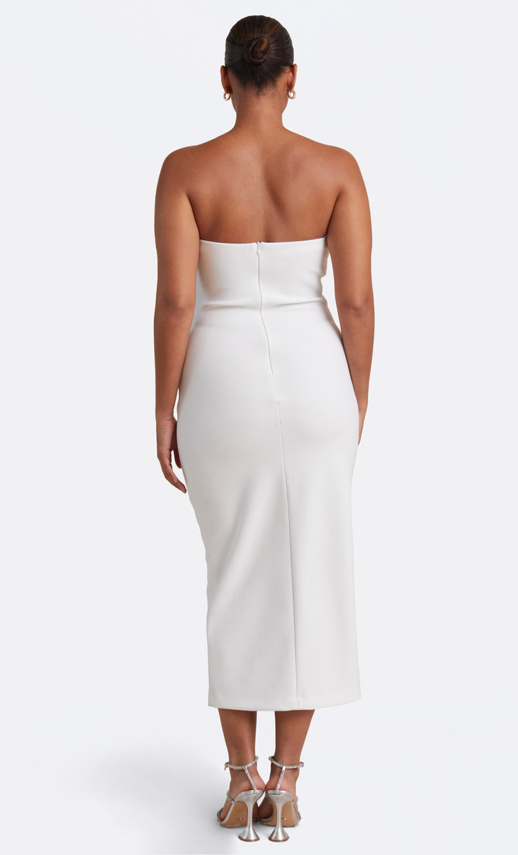 BE MINE STRAPLESS MIDI DRESS - IVORY