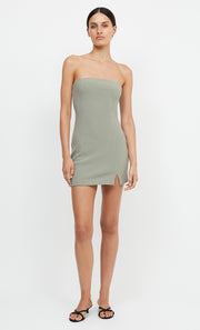 KARINA STRAPLESS SPLIT MINI DRESS - SAGE