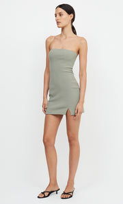 KARINA STRAPLESS SPLIT MINI DRESS - SAGE