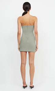 KARINA STRAPLESS SPLIT MINI DRESS - SAGE