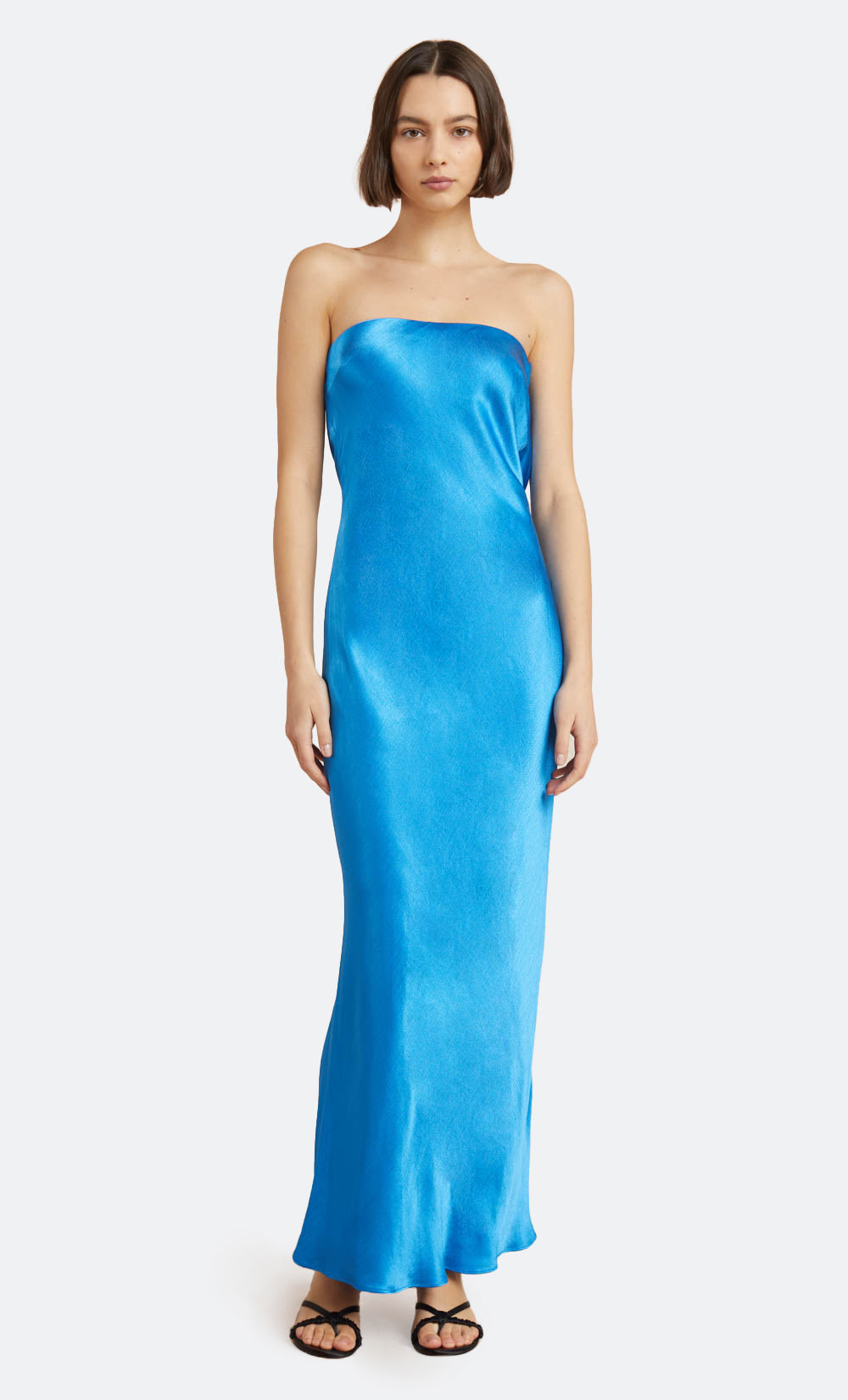 Moon Dance Strapless Dress in Mid Blue