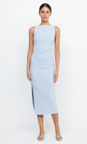 Be Mine Tuck Midi Bridesmaid Formal Dress in Dusty Blue by Bec + Bridge