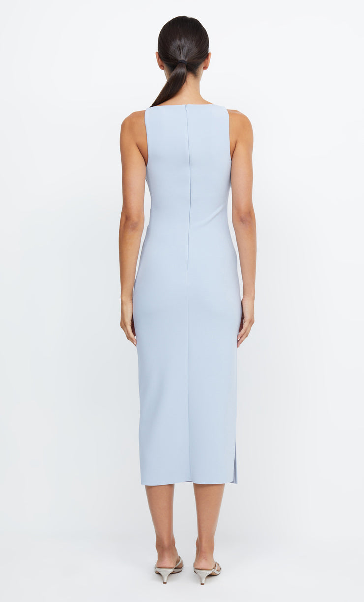 Be Mine Tuck Midi Bridesmaid Formal Dress in Dusty Blue by Bec + Bridge