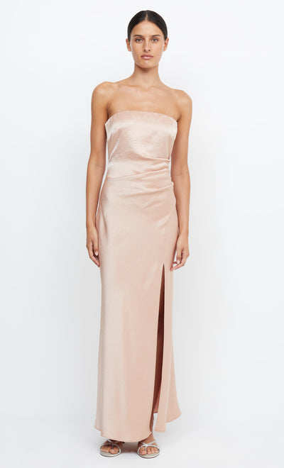 Dreamer Strapless Maxi Bridesmaid Dress in Rose Gold by Bec + Bridge