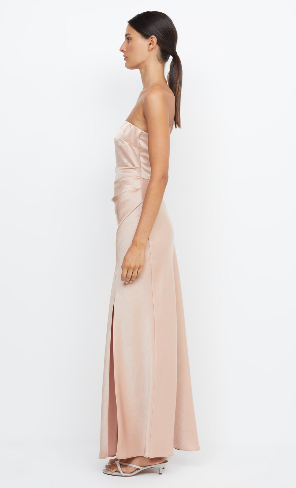 THE DREAMER STRAPLESS DRESS - ROSE GOLD – BEC + BRIDGE US