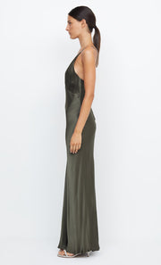 Moon Dance V Neck Plunge Bridesmaid Formal Dress in Dark Willow Green by Bec + Bridge