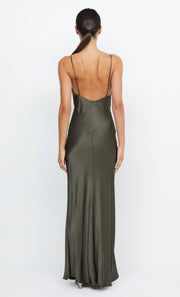 Moon Dance V Neck Plunge Bridesmaid Formal Dress in Dark Willow Green by Bec + Bridge