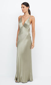 Moon Dance V Neck Maxi Formal Bridesmaid Dress in Sage Green by Bec + Bridge