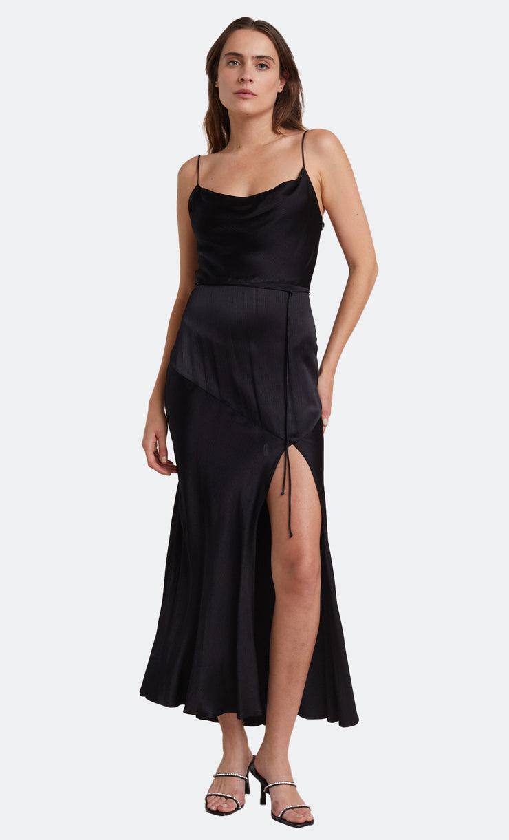 MOON DANCE MIDI DRESS - BLACK