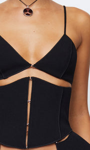 DEON PEPLUM TOP - BLACK