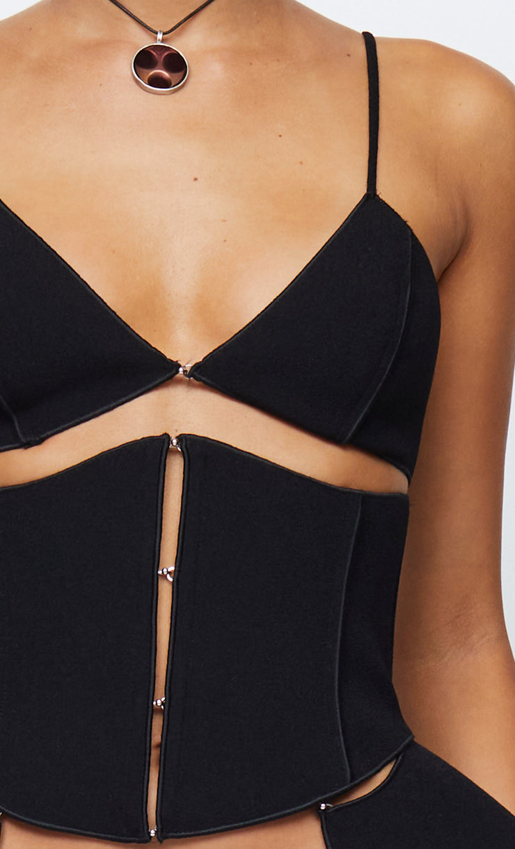 DEON PEPLUM TOP - BLACK