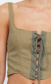 REMI CORSET TOP - SPLICED KHAKI