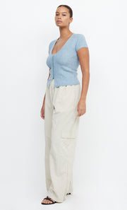 JACINTA SHORT SLEEVE KNIT TOP - DUSK BLUE