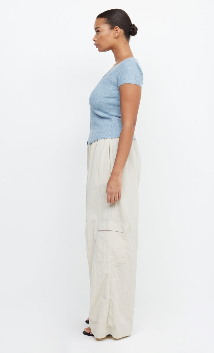 JACINTA SHORT SLEEVE KNIT TOP - DUSK BLUE