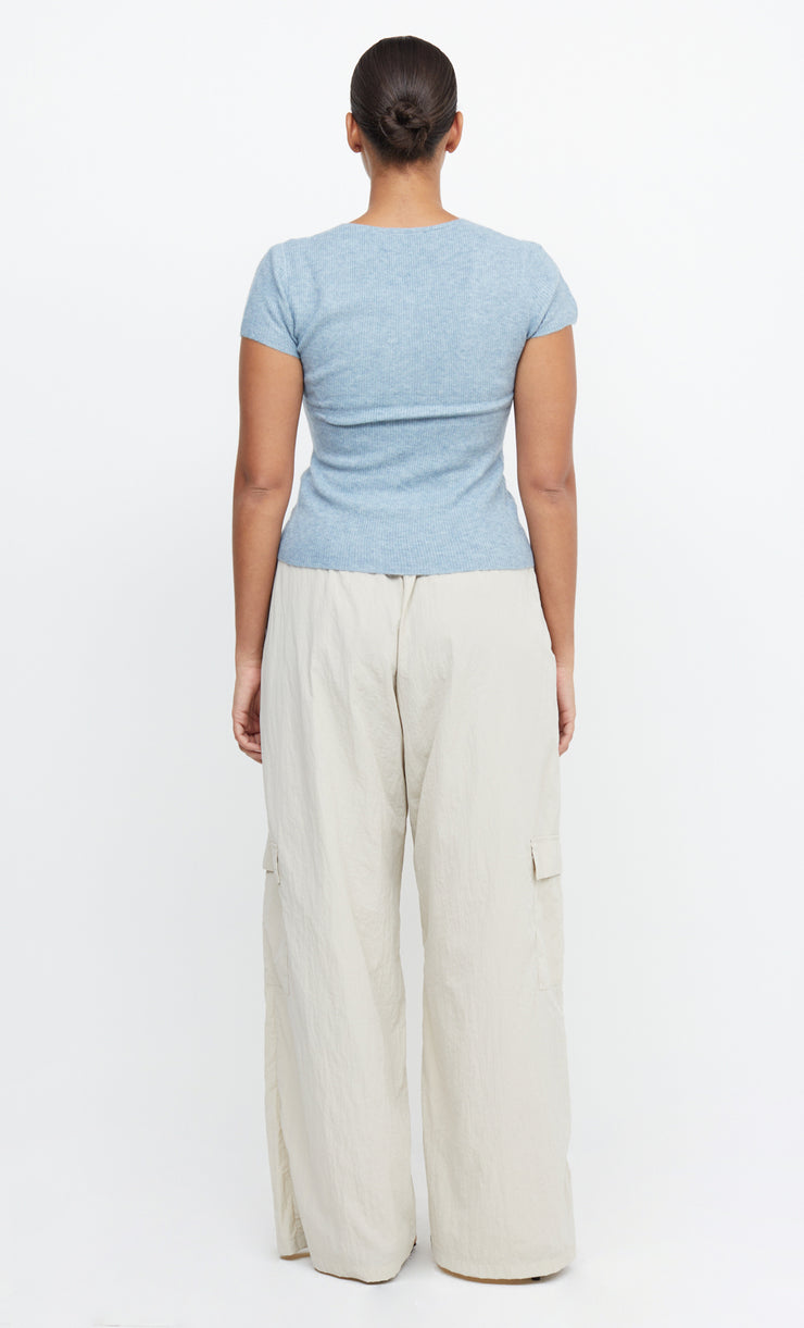 JACINTA SHORT SLEEVE KNIT TOP - DUSK BLUE