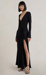 MYA LONG SLEEVE MAXI DRESS - BLACK