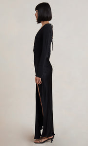 MYA LONG SLEEVE MAXI DRESS - BLACK