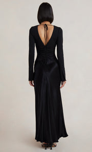 MYA LONG SLEEVE MAXI DRESS - BLACK