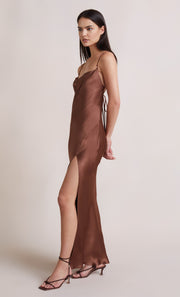 ANNIKA COWL NECK MAXI DRESS - CHOCOLATE