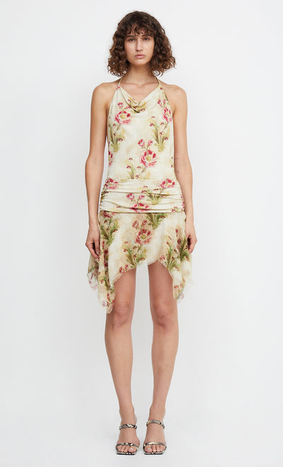 MONETTE HALTER MINI DRESS - GENEVIVE FLORAL