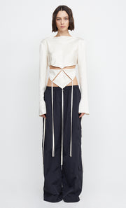 DIAMOND DAYS LONG SLEEVE CROPPED TOP - IVORY