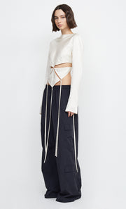DIAMOND DAYS LONG SLEEVE CROPPED TOP - IVORY