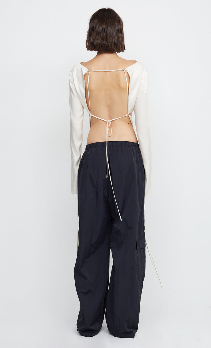 DIAMOND DAYS LONG SLEEVE CROPPED TOP - IVORY