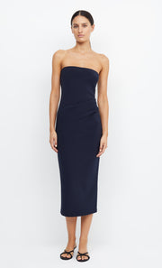 BE MINE STRAPLESS MIDI DRESS - INK