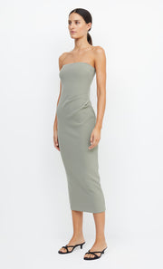 BE MINE STRAPLESS MIDI DRESS - SAGE