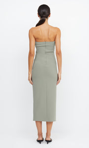 BE MINE STRAPLESS MIDI DRESS - SAGE