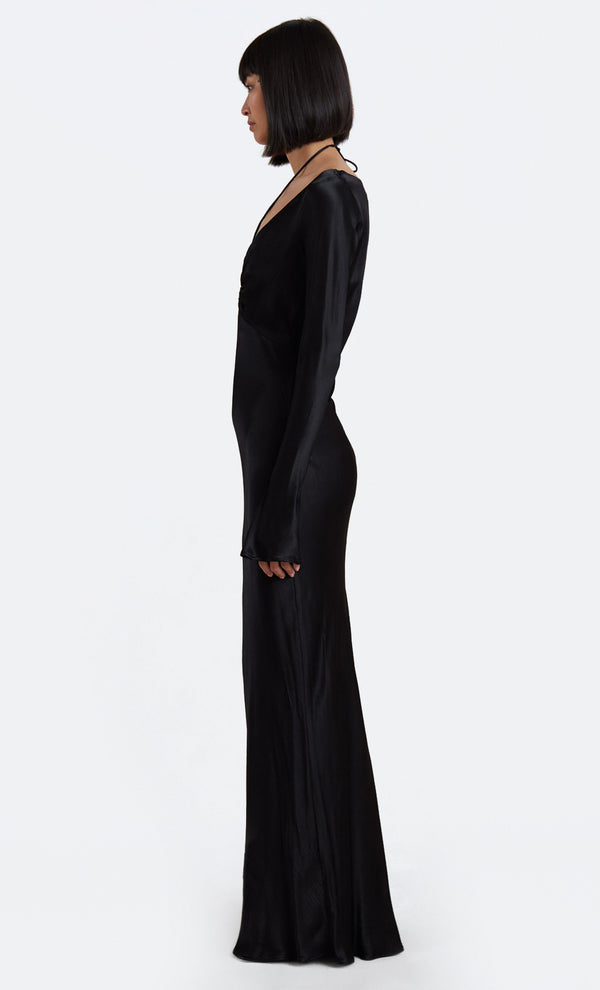 MALYKA LONG SLEEVE MAXI DRESS - BLACK