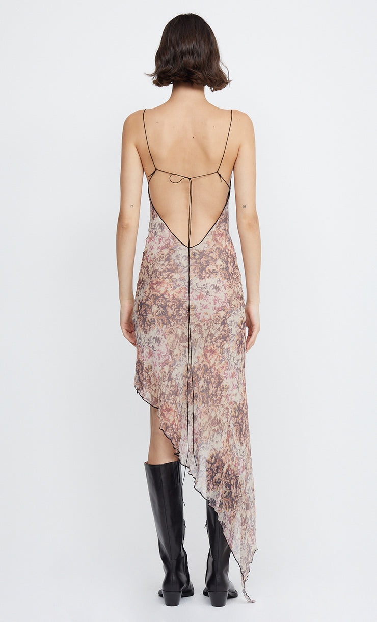 FLORENTINE ASYM MIDI DRESS VERSAILLES FLORAL BEC BRIDGE US