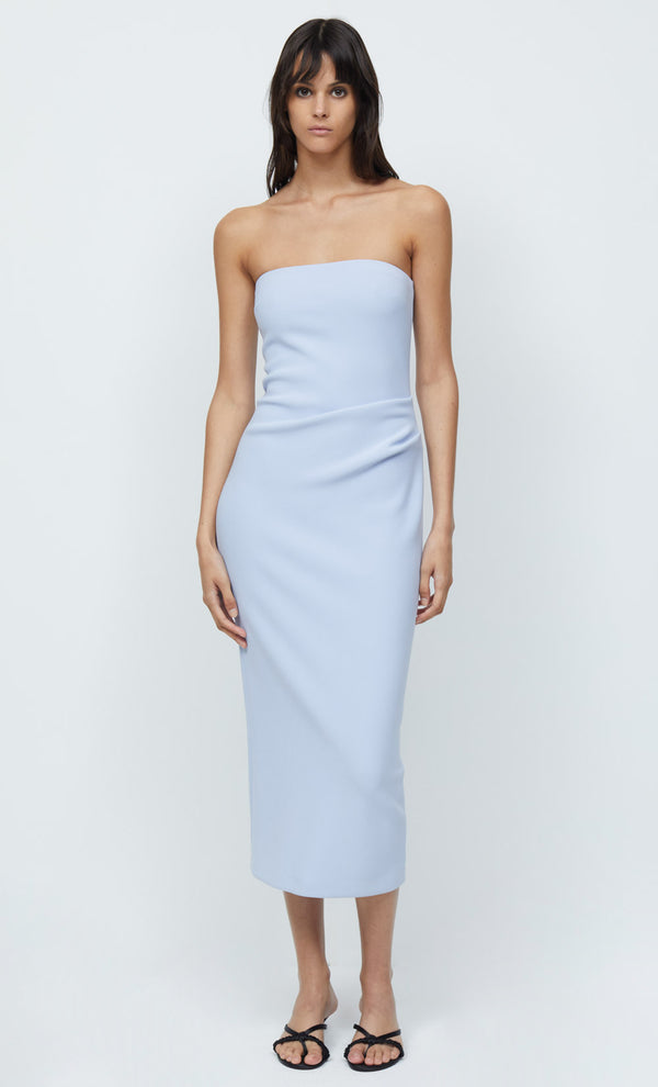 KARINA STRAPLESS MIDI DRESS - POWDER BLUE