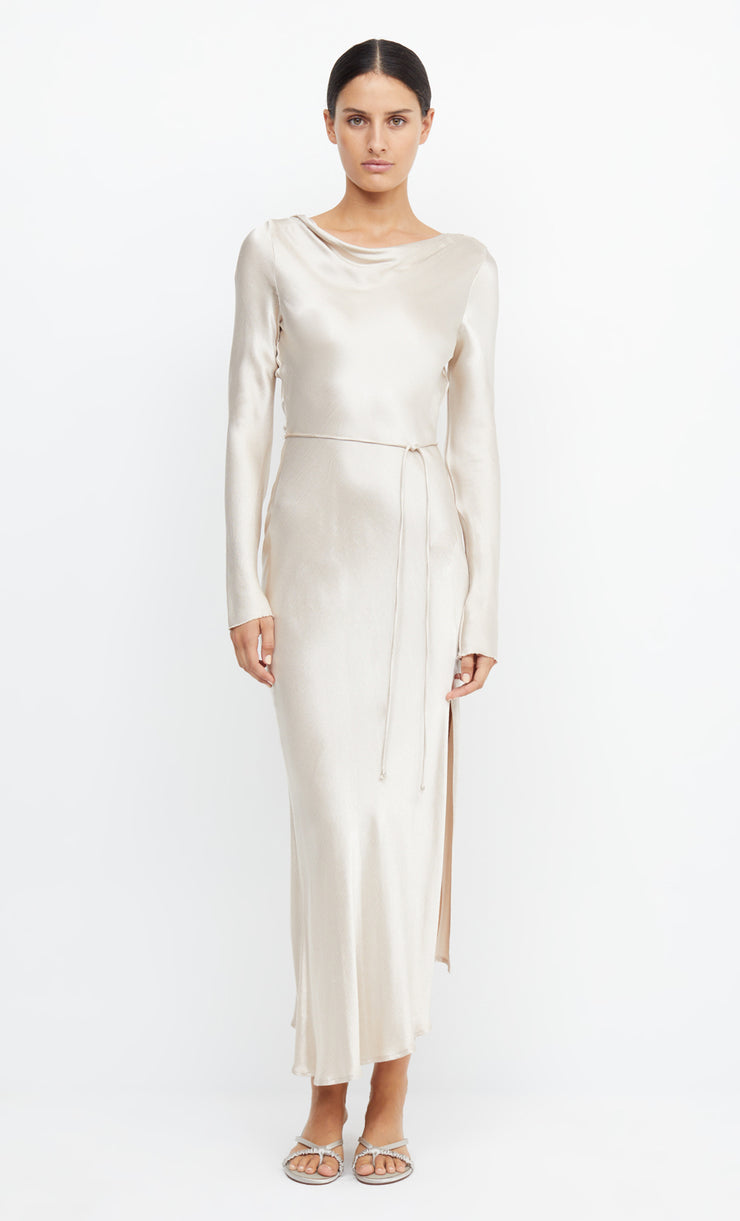 MOON DANCE LONG SLEEVE MAXI DRESS - SAND