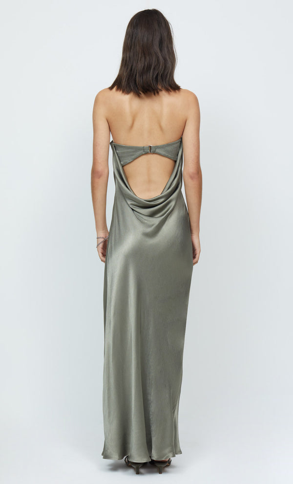 MOONDANCE STRAPLESS DRESS - OLIVE
