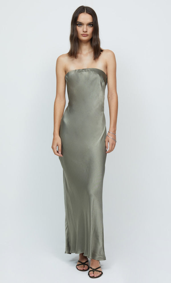 MOONDANCE STRAPLESS DRESS - OLIVE