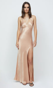 REN SPLIT MAXI DRESS - ROSE GOLD