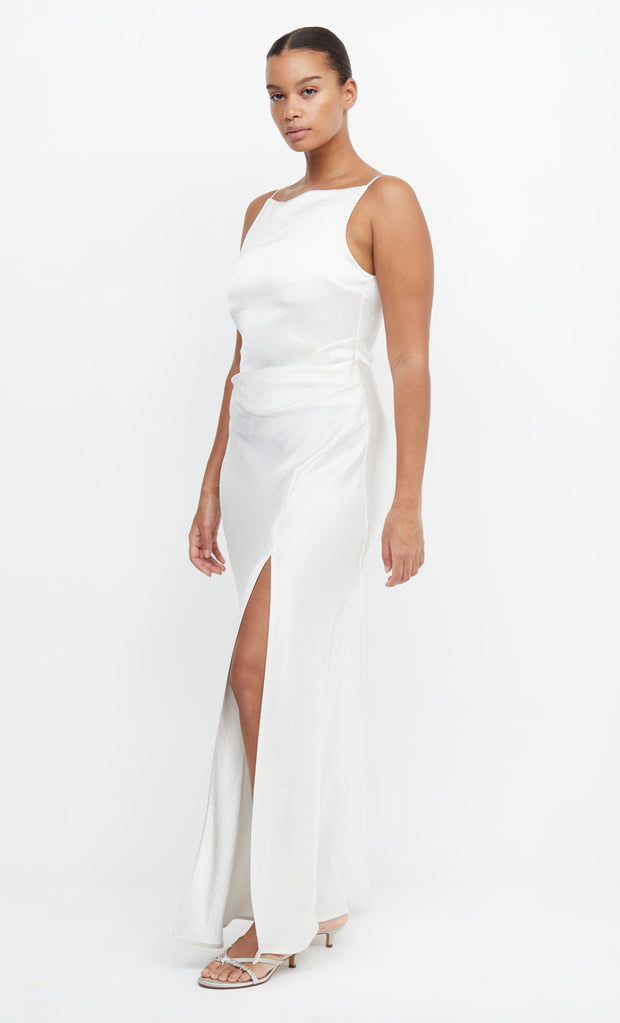 Dreamer Square Neck Bridal Maxi Dress  with Split in Ivory White by Bec + Bridge
