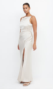 Dreamer Maxi High Neck Split Bridesmaid Formal Dress in Sand by Bec + Bridge