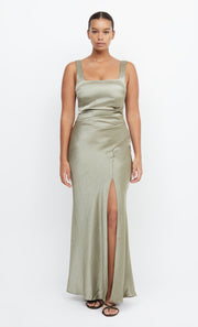 Dreamer Square Neck Maxi Split Bridesmaids Dress in Sage Green by Bec + Bridge