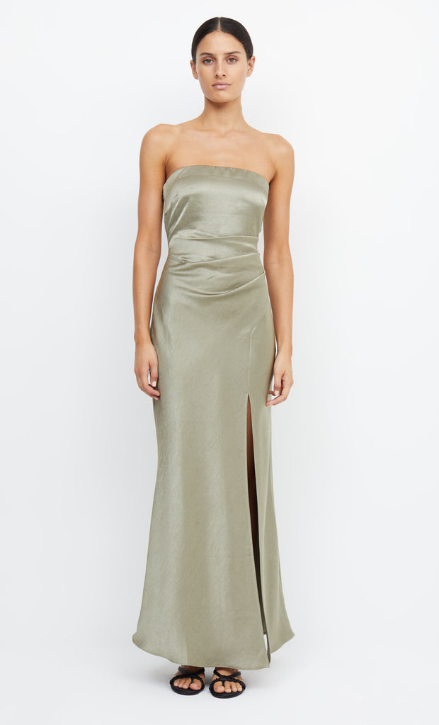 Dreamer Strapless Split Maxi Bridesmaid Dress in Sage by Bec + Bridge