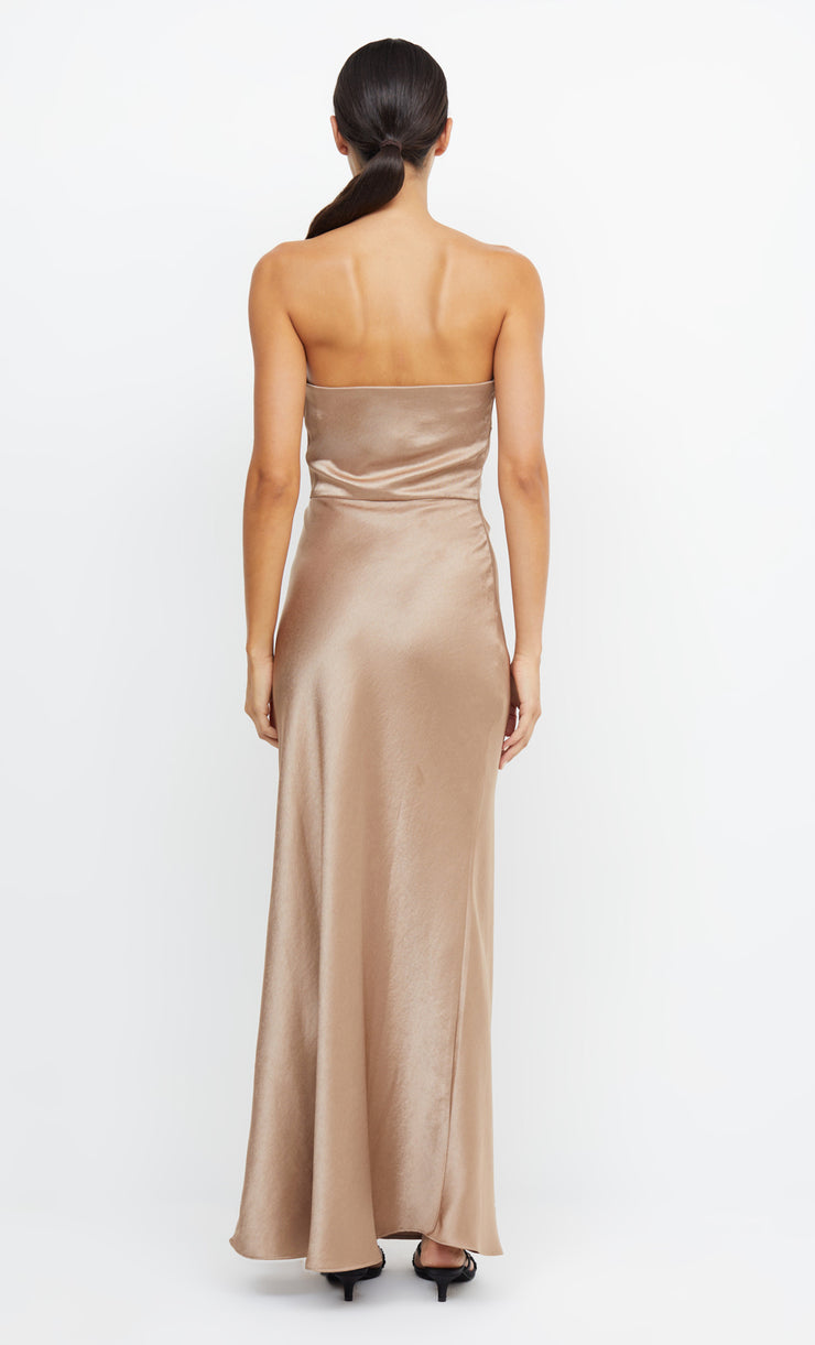 the dreamer strapless dress golden