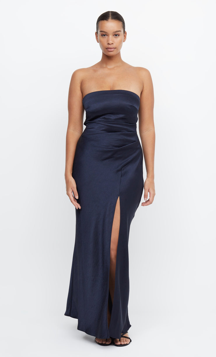 Dreamer Strapless Maxi Formal Bridesmaid Dress in Ink Navy by Bec + Bridge