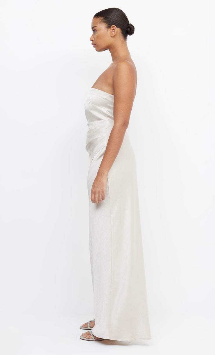 Dreamer Strapless Formal Maxi Bridesmaid Dress in Sand Off White by Bec + Bridge